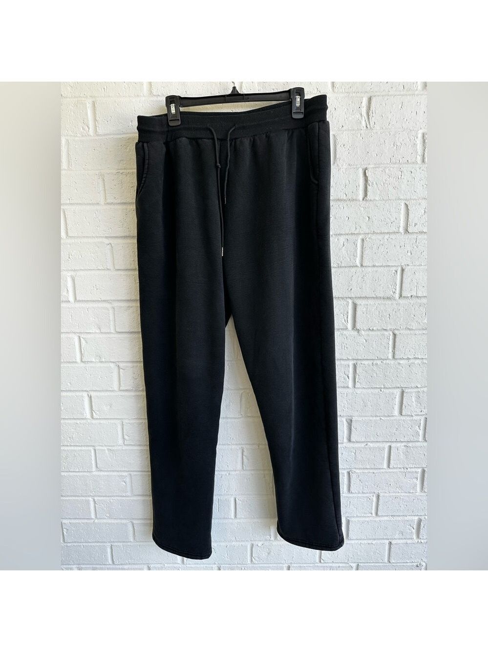 Lentta Mens Black Fleece Sweatpants Warm Athletic Sherpa Lined Track Joggers XXL